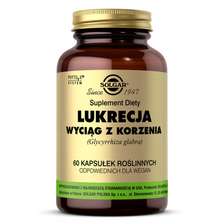 SOLGAR Lukrecja korzeń wyciag 60 kaps. KRÓTKA DATA 2026-08-31