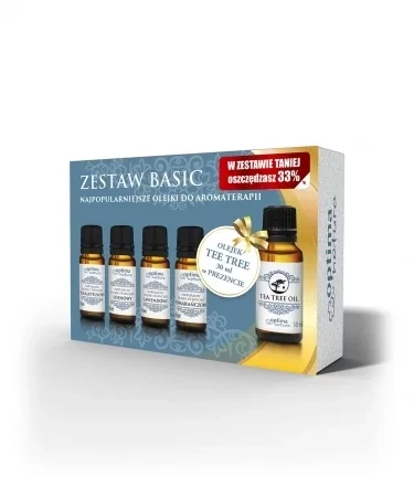 Optima Natura Zestaw Basic (eukaliptus;lawenda;sosna;pomarańcza,tee tree) 4 x 10 ml + 30 ml GRATIS
