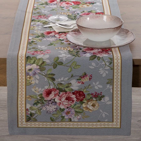 Obrus gobelinowy szerokość: 40 cm, długość: 100 cm, kolor: popielaty