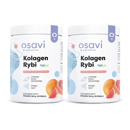 Zestaw 2x Osavi Kolagen Rybi z Dzikiego Dorsza 360 g, smak grejpfrut 