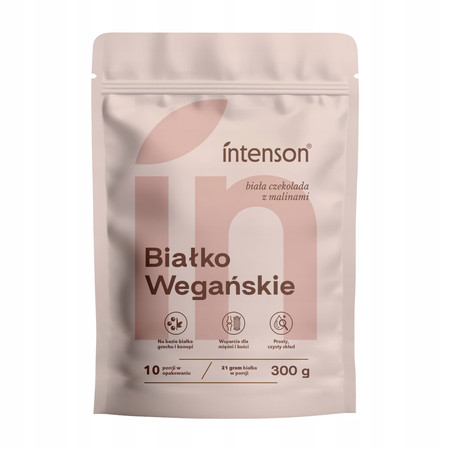 Intenson Białko Wegańskie o smaku białej czekolady i malin 300g