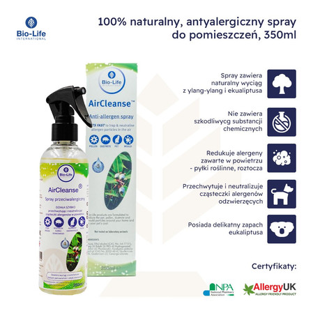 Bio-Life AirCleanse, Spray redukujący alergeny w powietrzu, 250 ml