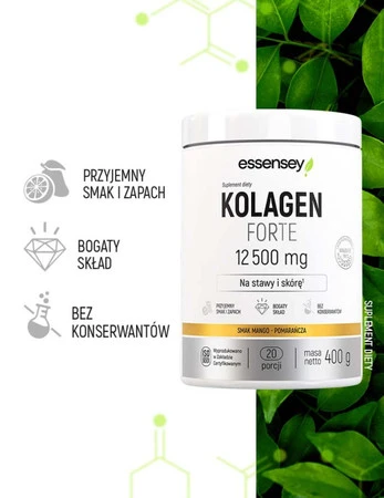 Essensey Kolagen FORTE 12 500mg Premium 400g smak mango pomarańcza