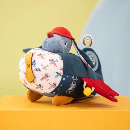 Lilliputiens Przytulanka aktywizująca wielofunkcyjna Samolot Piesek Jules 9 m+