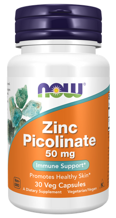 Now Foods Zinc Picolinate Pikolinian Cynku 50 mg na wsparice układu szkiletowego 30 kaps.