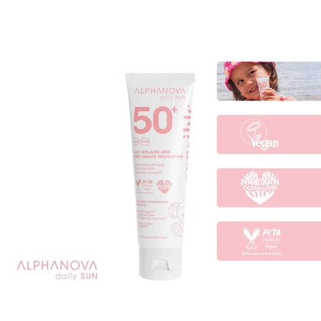 Alphanova Daily Sun, BEBE, mleczko do opalania SPF50+, wrażliwa skóra, 50 ml