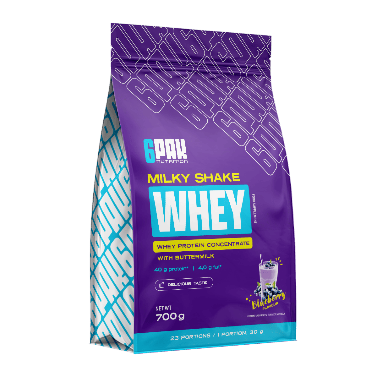 6PAK MILKY SHAKE WHEY 700g BLUEBERRY - Nabea.pl