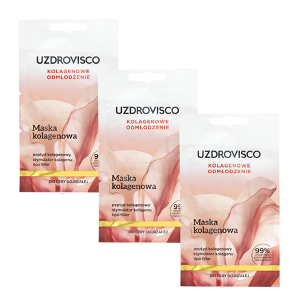 Zestaw 3x Uzdrovisco, Maska kolagenowa, 10 ml