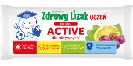 Zdrowy lizak Uczeń bez cukru Active dla aktywnych winogrono-cytryna 1 szt. STARPHARMA