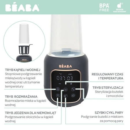 Beaba Wielofunkcyjny podgrzewacz i sterylizator parowy do butelek i słoiczków 5w1 Multi Milk Night blue