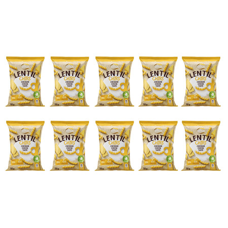 Zestaw 10x Chipsy z czerwonej soczewicy o smaku sera Cheddar 100 g