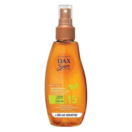 Dax Sun Relaksujący Olejek do opalania z herbatą Matcha SPF15  200ml