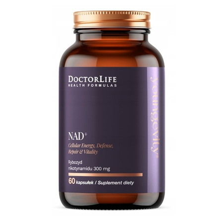 Doctor Life NAD+ Rybozyd Nikotynamidu 300mg energia, ochrona i witalność komórkowa 60 kaps.