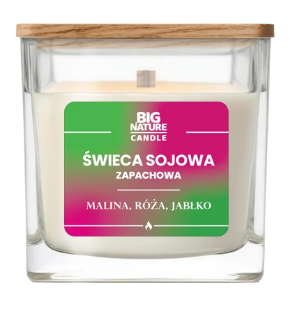 Big Nature Świeca sojowa o zap. Malina, Róża i Jabłko 220g