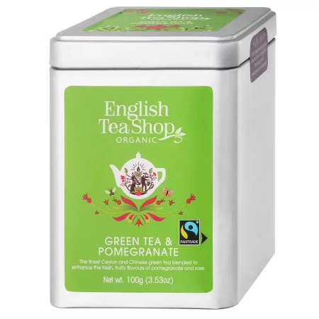 English Tea Shop Green Tea & Pomegranate Zielona herbata z płatkami róży herbata sypana 100g