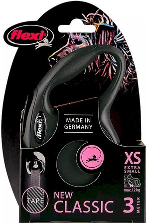 FLEXI NEW CLASSIC Smycz taśmowa XS / 3m czarna