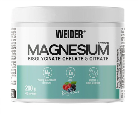 Weider Magnesium Bisglycinate Chelate & Citrate Magnez z cynkiem 200g smak owoce leśne