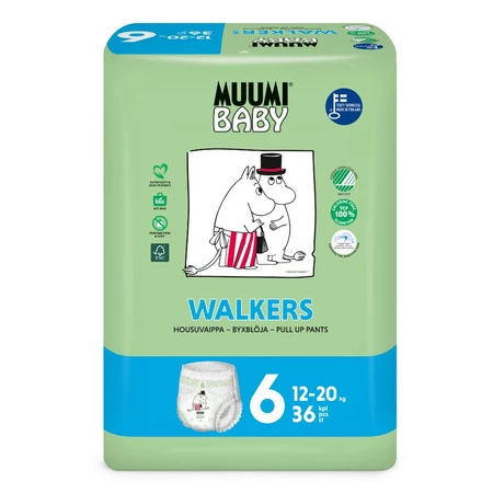 Muumi Baby, Pieluchomajtki ekologiczne 6 (12-20kg), 36 szt.