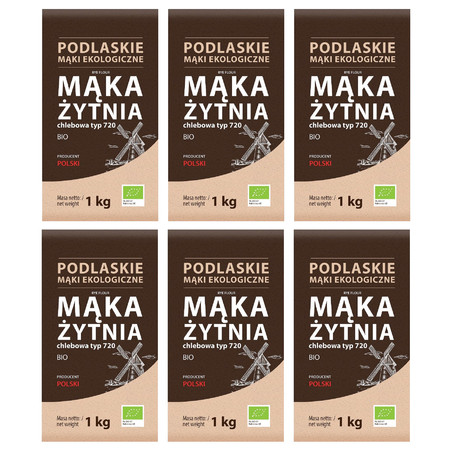 Zestaw 6x Mąka żytnia chlebowa BIO typ 720 1 kg