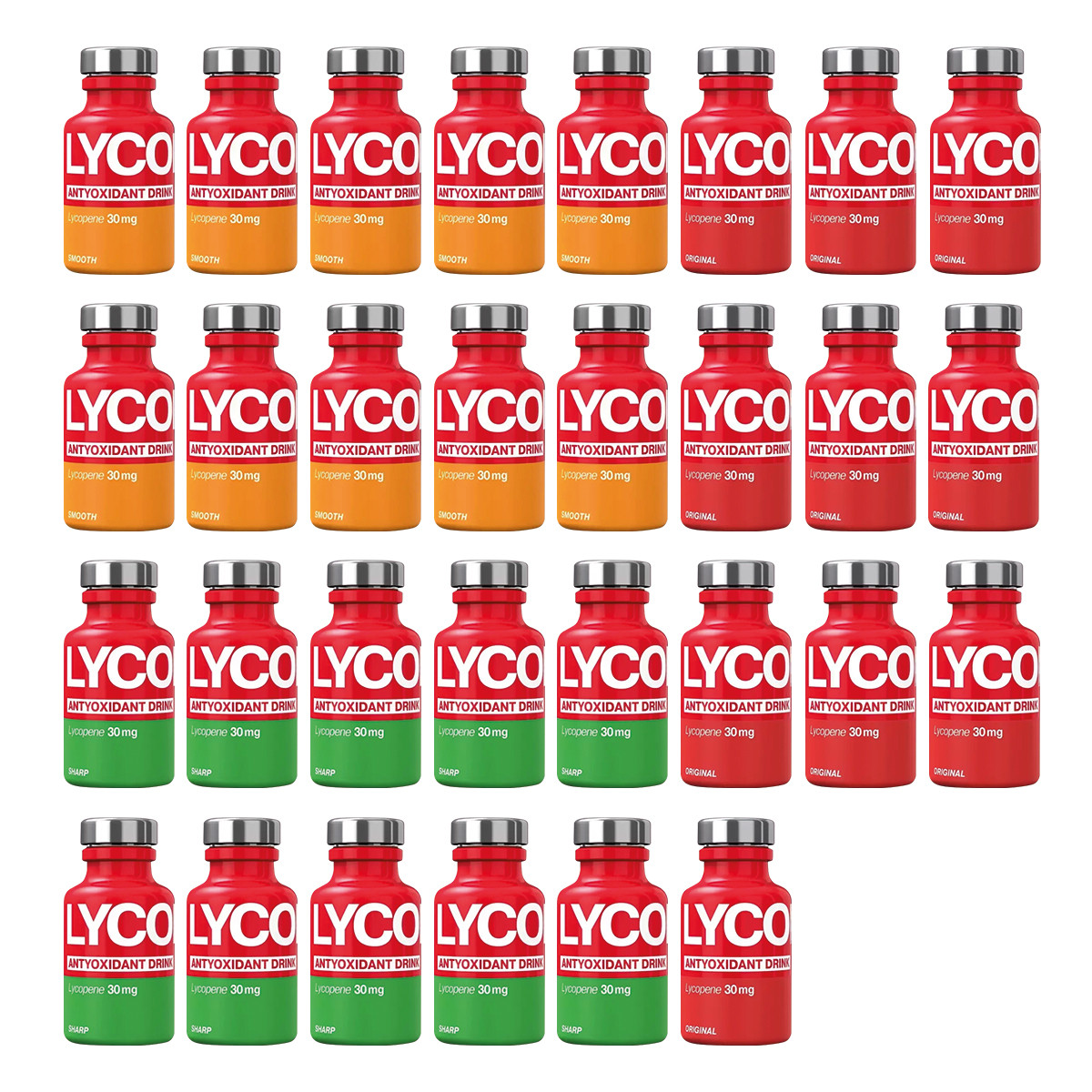 Zestaw 30 szt. mix Napój LycopenPro Antyoxidant Drink Smooth z Witaminą C 250 ml smak Mango + smak wiśnia + smak żurawina - Nabea.pl