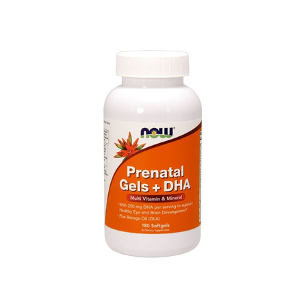 Now Foods Prenatal Gels + DHA - Witaminy i Minerały Prenatalne + DHA 180 kaps.