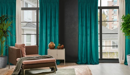 ZASŁONA GOTOWA D91 ROSA NA TAŚMIE 140 X 270 CM CIEMNOTURKUSOWY