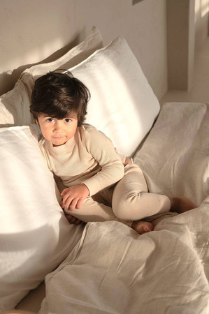 Lodger dwuczęściowa piżamka bawełniana beżowa Ciumbelle Ivory r. 74