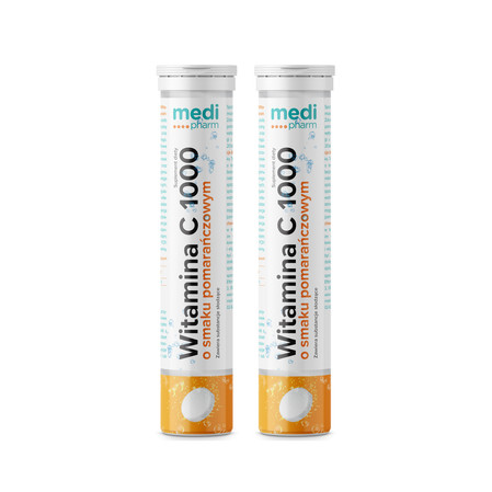 Zestaw: 2x Medi pharm Wit.C 1000 mg smak pomarańcza 20 tabl.