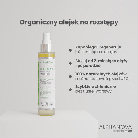 Alphanova Organic Mum, organiczny olejek do pielęgnacji skóry, 100ml