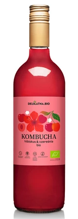 KOMBUCHA HIBISKUS I CZEREŚNIA BIO 750 ml - DELIKATNA