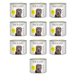 Zestaw 10x DOG'S LOVE Huhn - kurczak z gruszką, komosą ryżową i marchewką (200g)