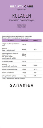 Sanamea Beauty Care Kolagen z kwasem hialuronowym 60 kaps.