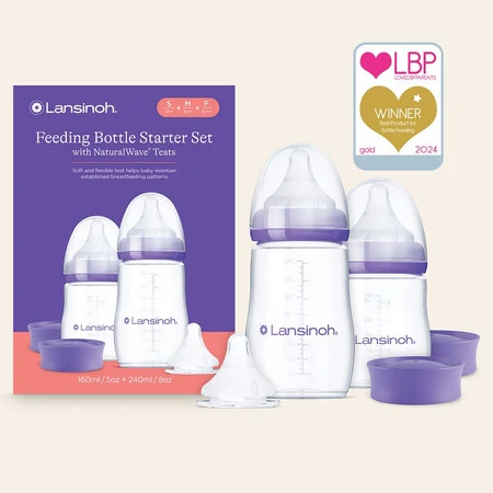 Lansinoh, Zestaw startowy - Butelki do karmienia ze smoczkami NaturalWave, 160 ml + 240 ml