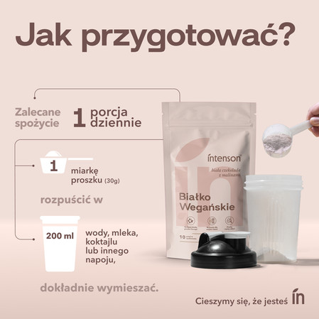 Intenson Białko Wegańskie o smaku białej czekolady i malin 300g