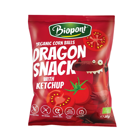 CHRUPKI KUKURYDZIANE O SMAKU KETCHUPU BEZGLUTENOWE BIO 20 g - BIOPONT