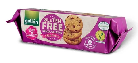 Bezglutenowe ciastka z kawałkami gorzkiej czekolady, bez dodatku cukrów Gullón, 130g