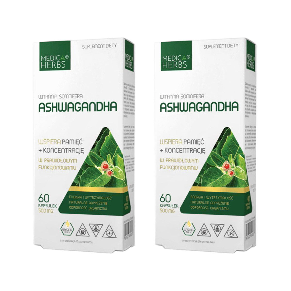 Zestaw 2x Medica Herbs Ashwagandha 60 kaps. - Nabea.pl