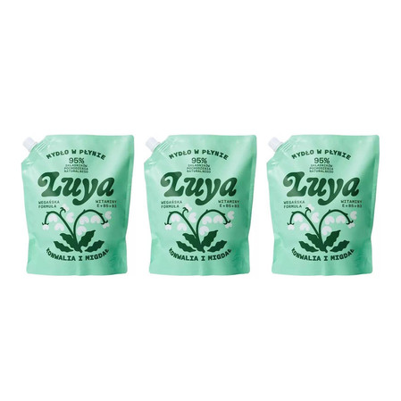 Zestaw: 3x Luya - Mydło do rąk w płynie Konwalia i Migdał Refill 800ml