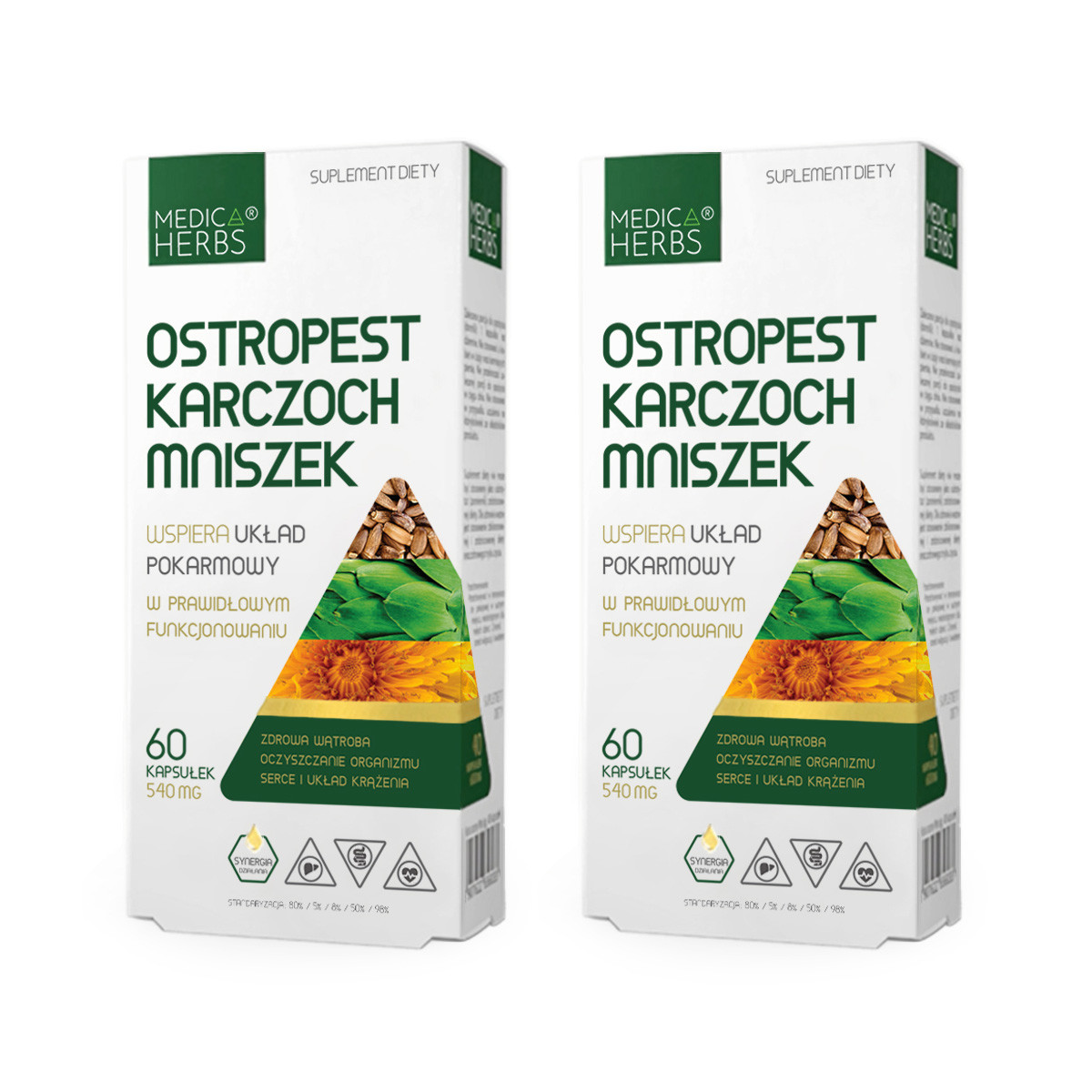 Zestaw 2x Medica Herbs Ostropest Karczoch Mniszek 60 kaps - Nabea.pl