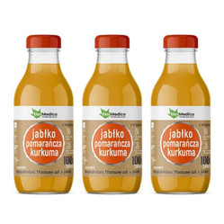 Zestaw: 3x EkaMedica Sok jabłko, pomarańcza, kurkuma 300ml