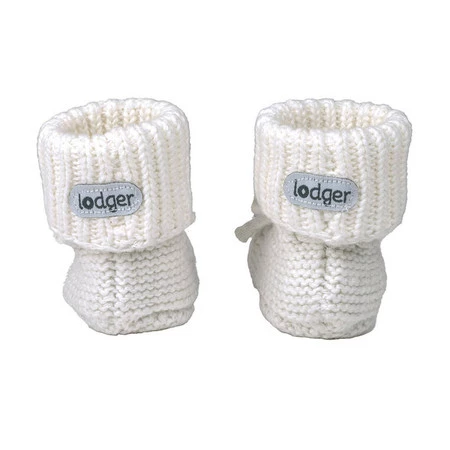 Lodger Buciki niechodki dziergane bawełniane białe Cloud Dancer 0-6 m