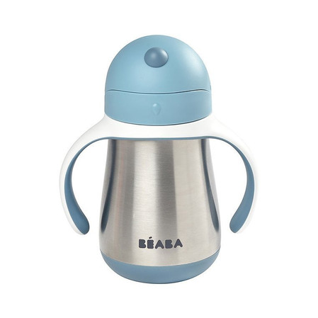 BEABA Bidon niekapek ze słomką termiczny 250 ml Windy Blue