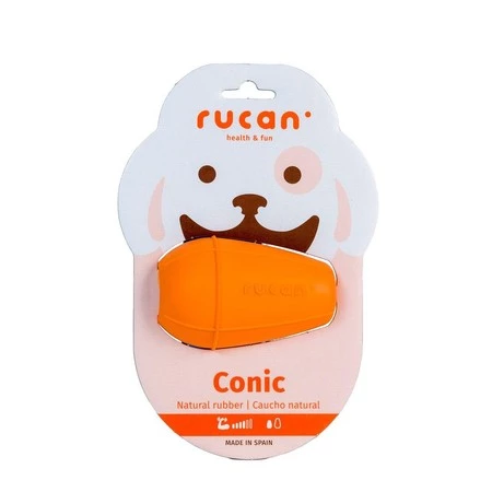 RUCAN CONIC Medium Orange - M, średnio twarda, pomarańczowa zabawka na przysmaki dla psa