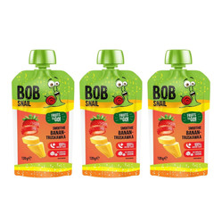 Zestaw: 3x Smoothie bananowo-truskawkowe bez dodatku cukru Bob Snail, 120g