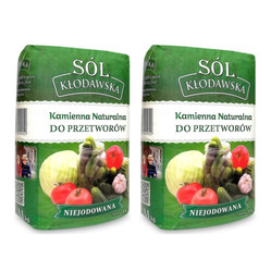 Zestaw: 2x KŁODAWA Sól kamienna naturalna do przetworów niejodowana 1,1 kg