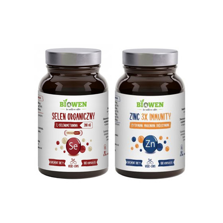 Zestaw Biowen: 1x Selen Organiczny 100 kaps. i 1x Zinc 3X Immunity Cynk Complex+ 100 kaps.