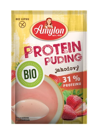 AMYLON BUDYŃ PROTEINOWY TRUSKAWKOWY BEZ DODATKU CUKRU BEZGLUTENOWY BIO 45 g