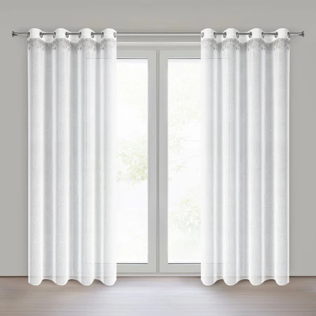 Firana gotowa z świąteczną obszywką rozm.: 140 x 250 cm, kolor: biały