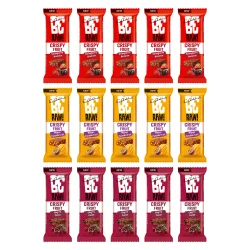 Zestaw mix smaków Be Raw! Baton: 5szt. owocowy wiśnia i kakao bez 40 g bez cukru, 5szt. owocowy Truskawka z Brownie 40g bez cukru, 5szt. owocowy mango i marakuja bez 40 g bez cukru