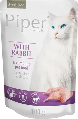DOLINA NOTECI PIPER Animals Kot Sterilised z Królikiem 100g